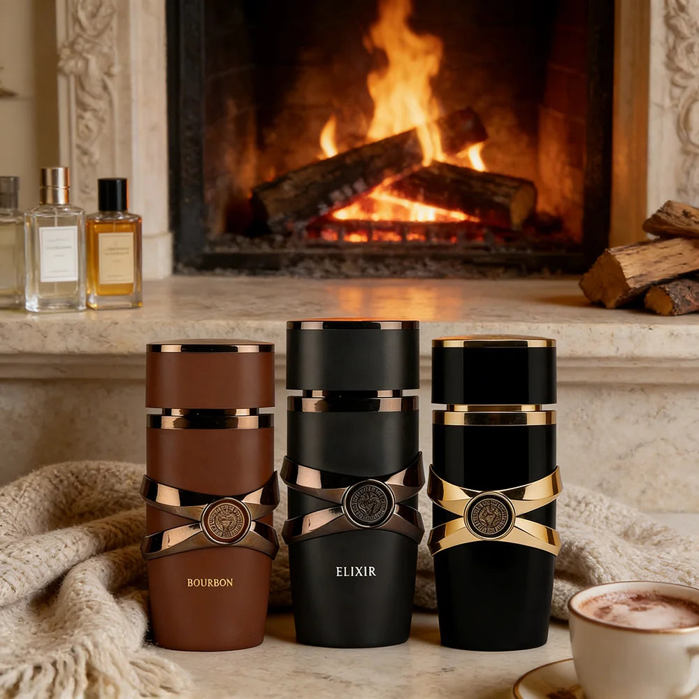 Kit Exclusivo Lattafa Trio de Ouro - Asad + Bourbon + Elixir - 3x 100ml